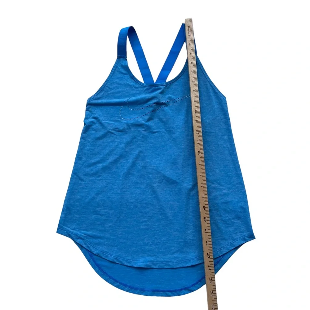 Nike Women’s Size XS Blue Dri-Fit Cut-out Logo Elastic Straps Loose Fit Tank Top